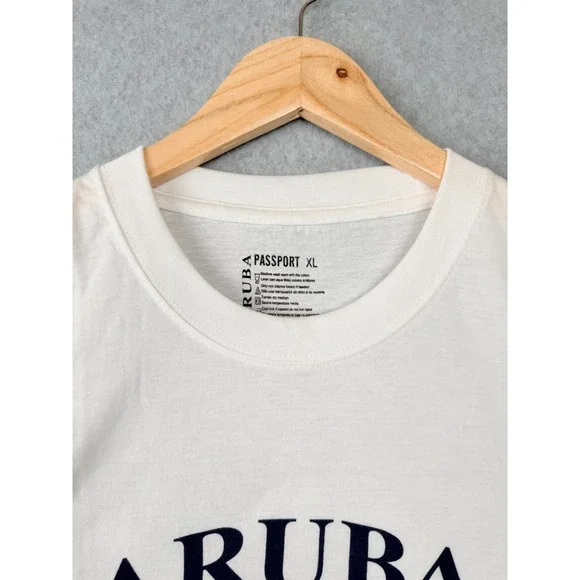 Aruba One Happy Island Graphic T Shirt White XL Passport Cotton - Picture 4 of 7